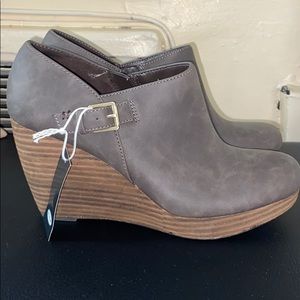 Gray Platform Wedge Booties